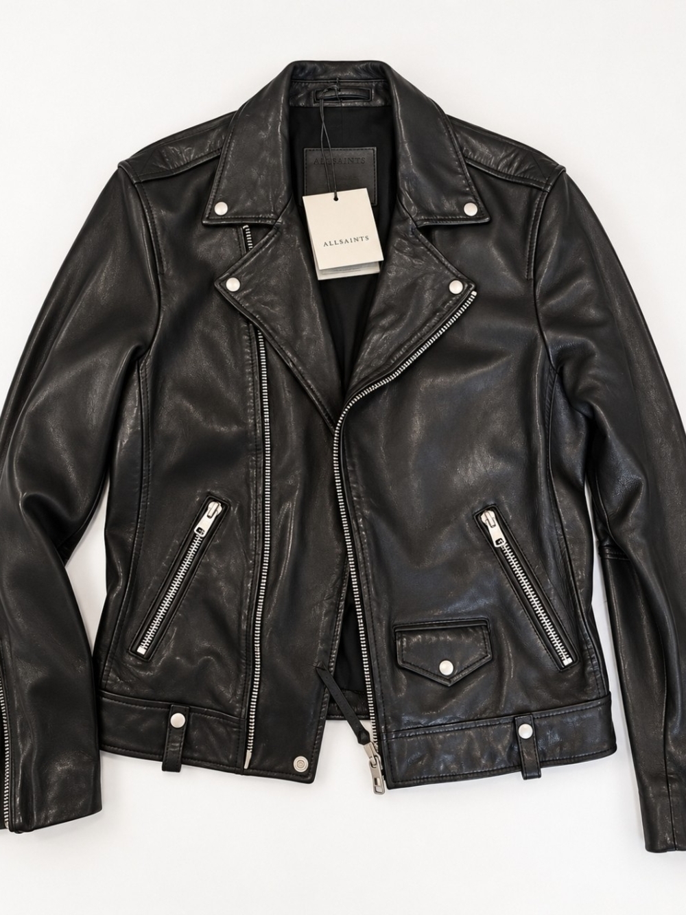 AllSaints Black Leather Moto Jacket